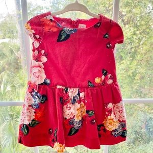 Red and floral baby gap dress 12 - 18 months